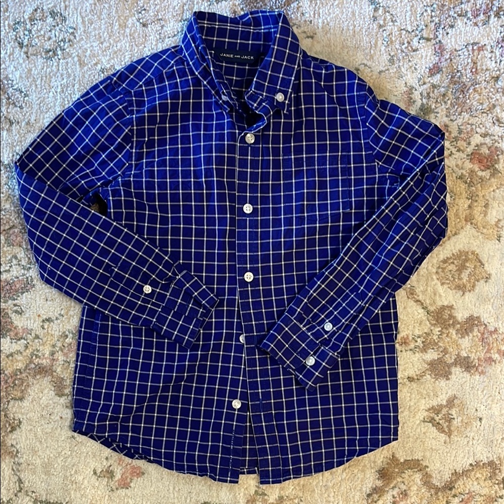 Janie and Jack Navy Checkered Shirt
